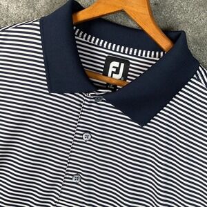 FootJoy Polo Shirt Mens XL Navy Blue White Striped ProDry Short Sleeve Excellent